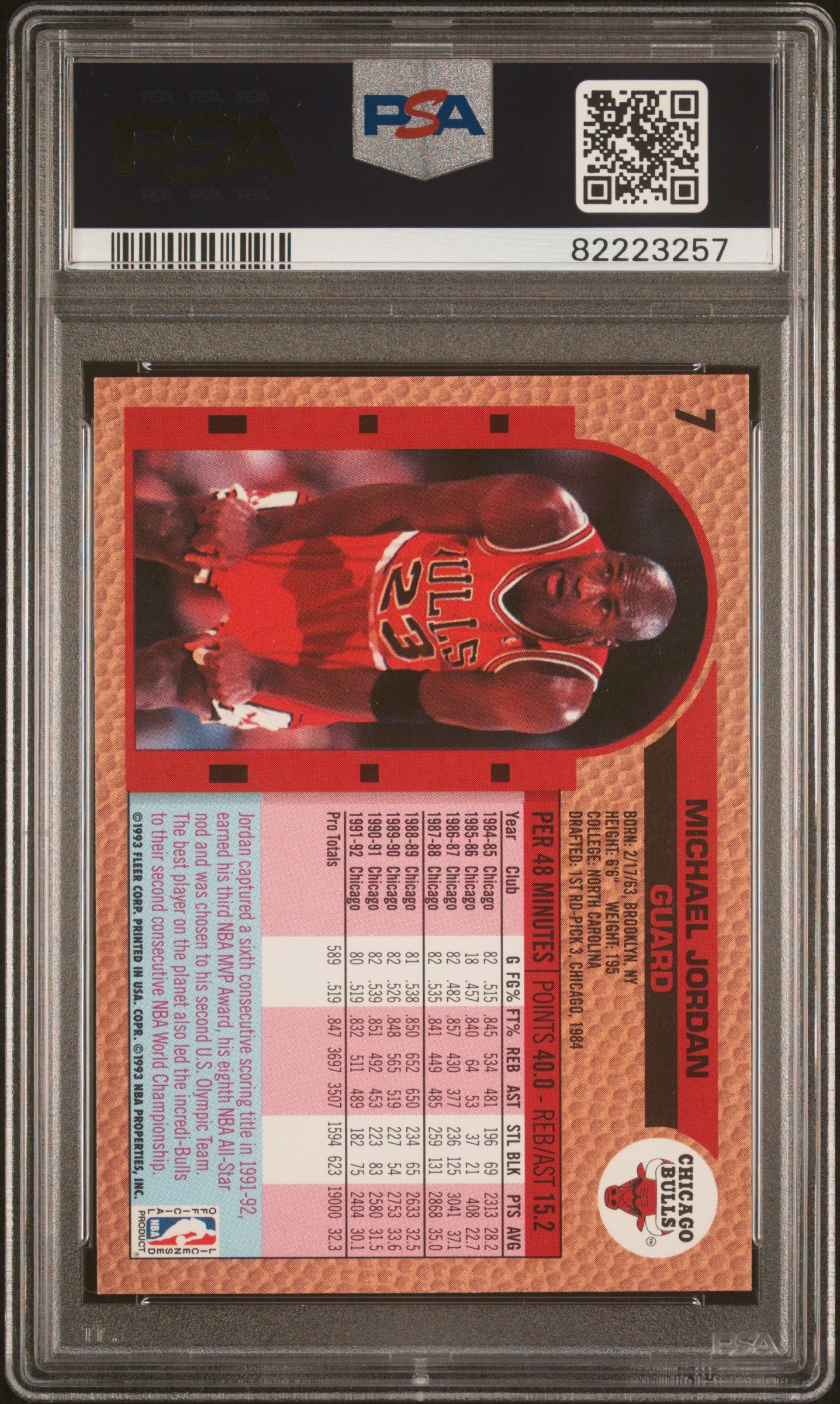 1992 Fleer Drake'S #7 Michael Jordan PSA 9