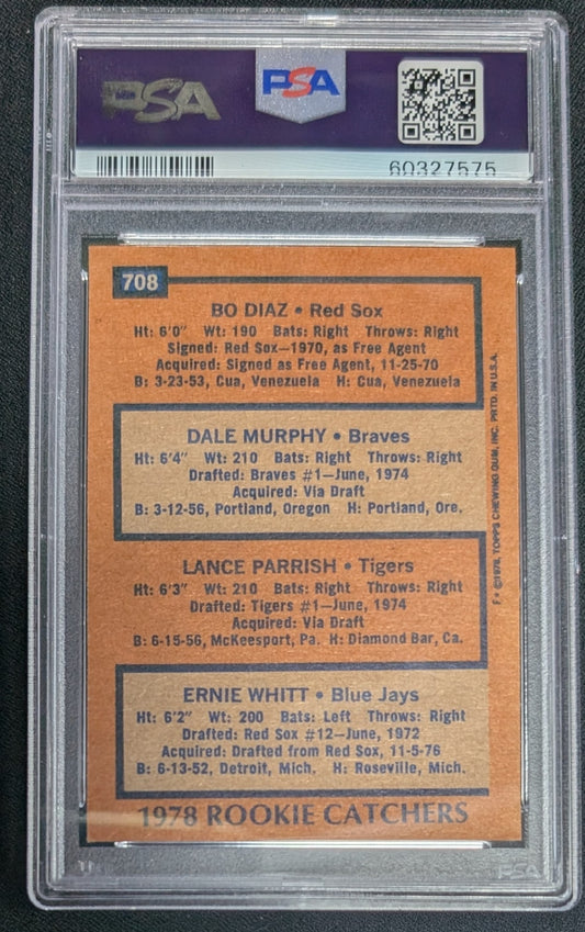 1978 Topps #708 Rookie Catchers Dale Murphy PSA 7