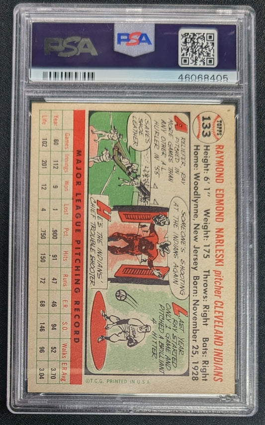 1956 Topps #133 Ray Narleski RARE White Back PSA 3