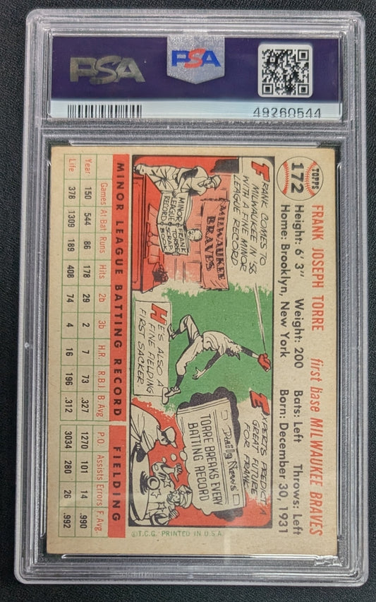 1956 Topps #172 Frank Torre RARE White Back PSA 4