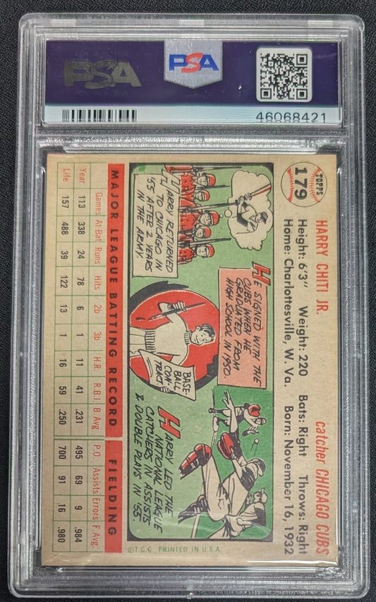 1956 Topps #179 Harry Chiti RARE White Back PSA 4