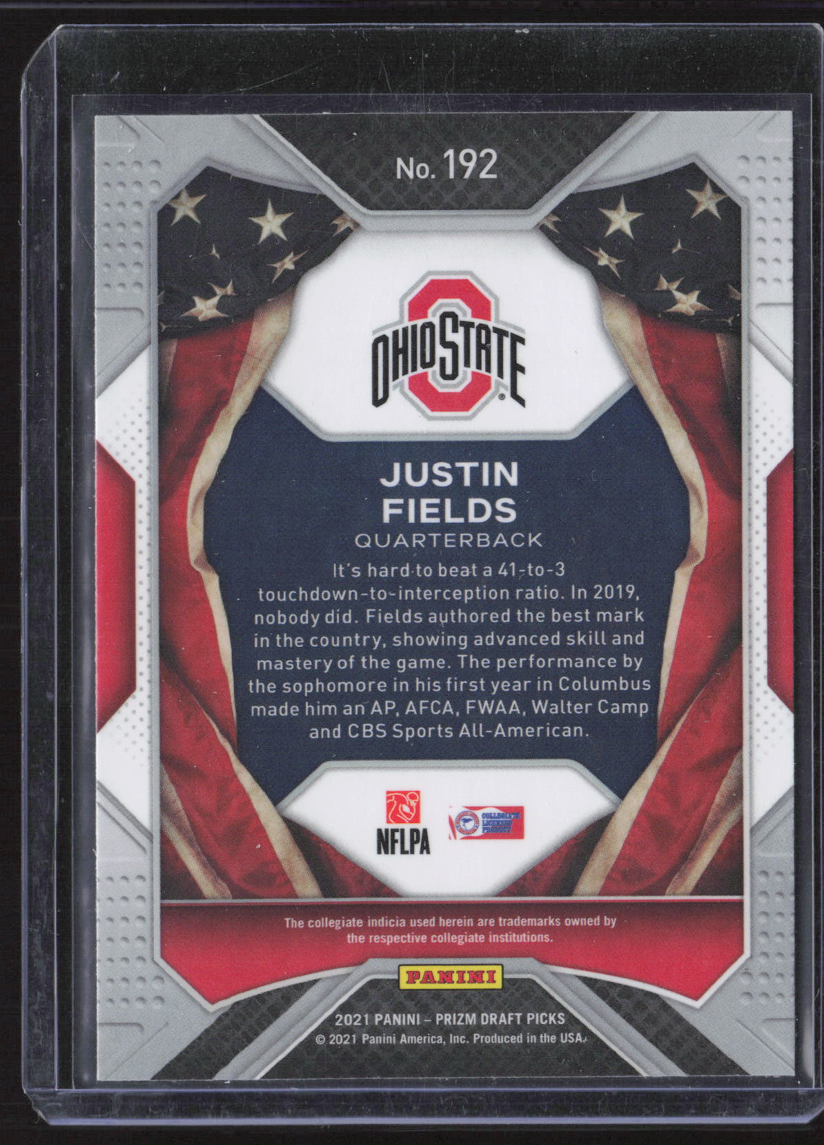 2021 Panini Prizm Draft Picks Collegiate #192 Justin Fields