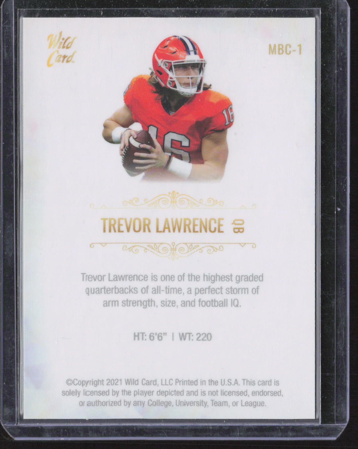 2021 Wild Card Matte White #MBC-1 Trevor Lawrence