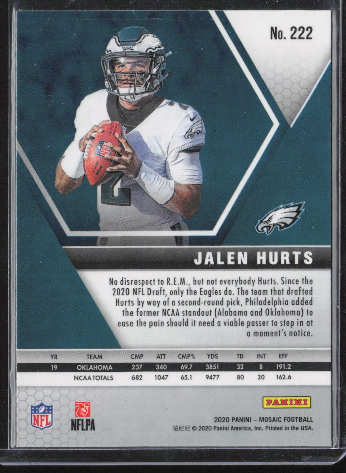 2020 Panini Mosaic #222 Jalen Hurts Rookie
