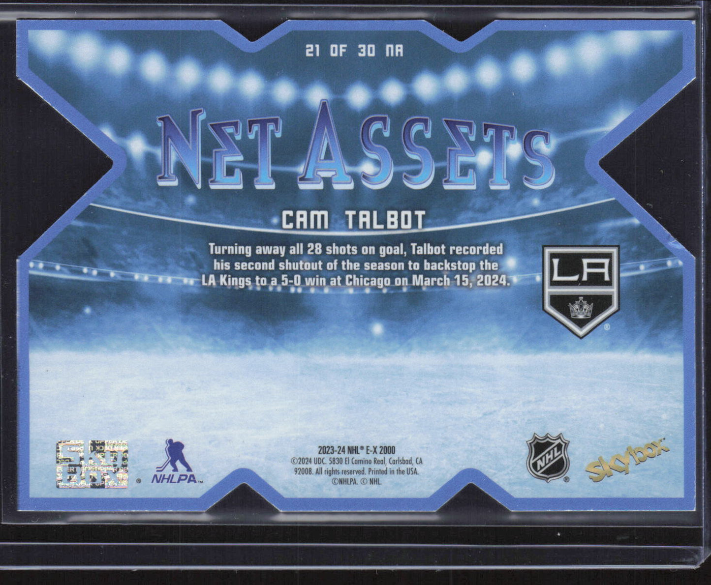 2023-24 SkyBox E-X 2000 #21 OF 30 NA Cam Talbot Net Assets