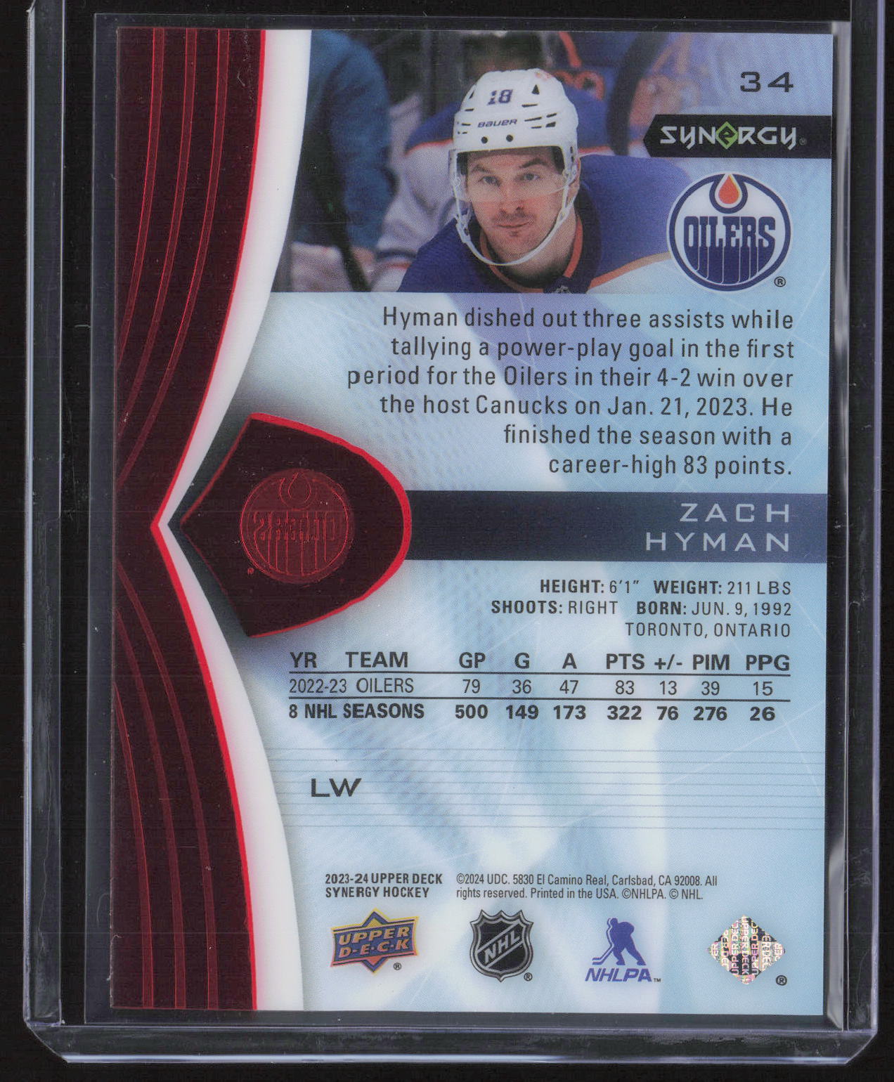 2023-24 Upper Deck Synergy #34 Zach Hyman Red