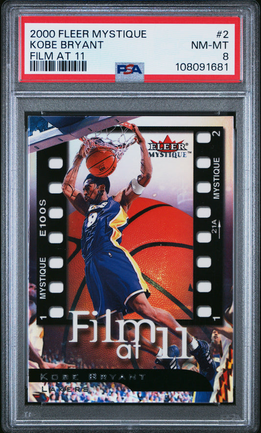 2000 Fleer Mystique Film At 11 #2 Kobe Bryant Film At 11 PSA 8