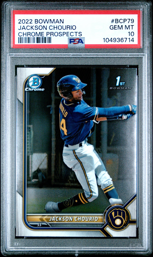 2022 Bowman Chrome Prospects #BCP79 Jackson Chourio Chrome Prospects PSA 10