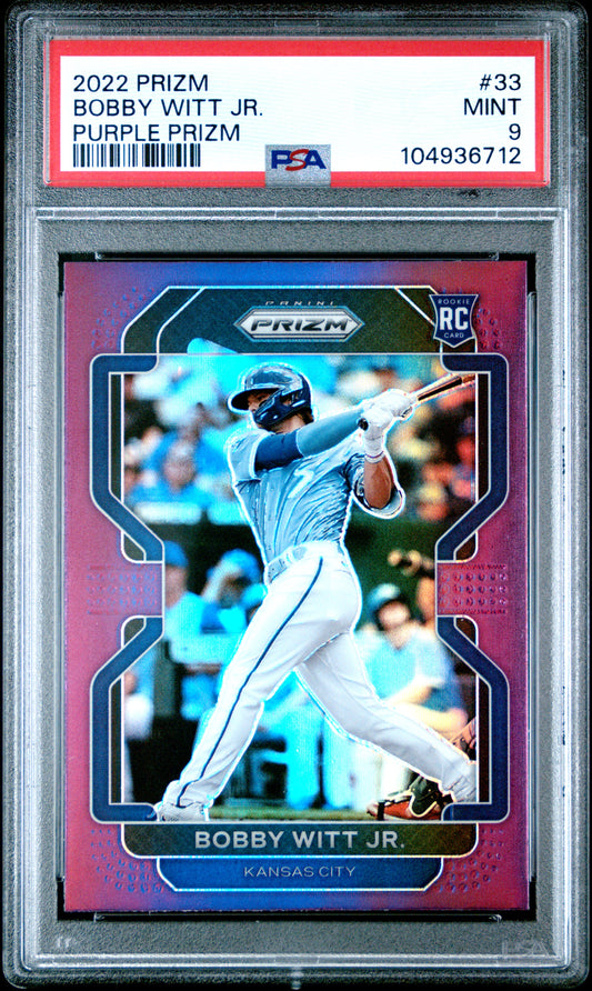 2022 Panini Prizm #33 Bobby Witt Jr. Purple Prizm PSA 9