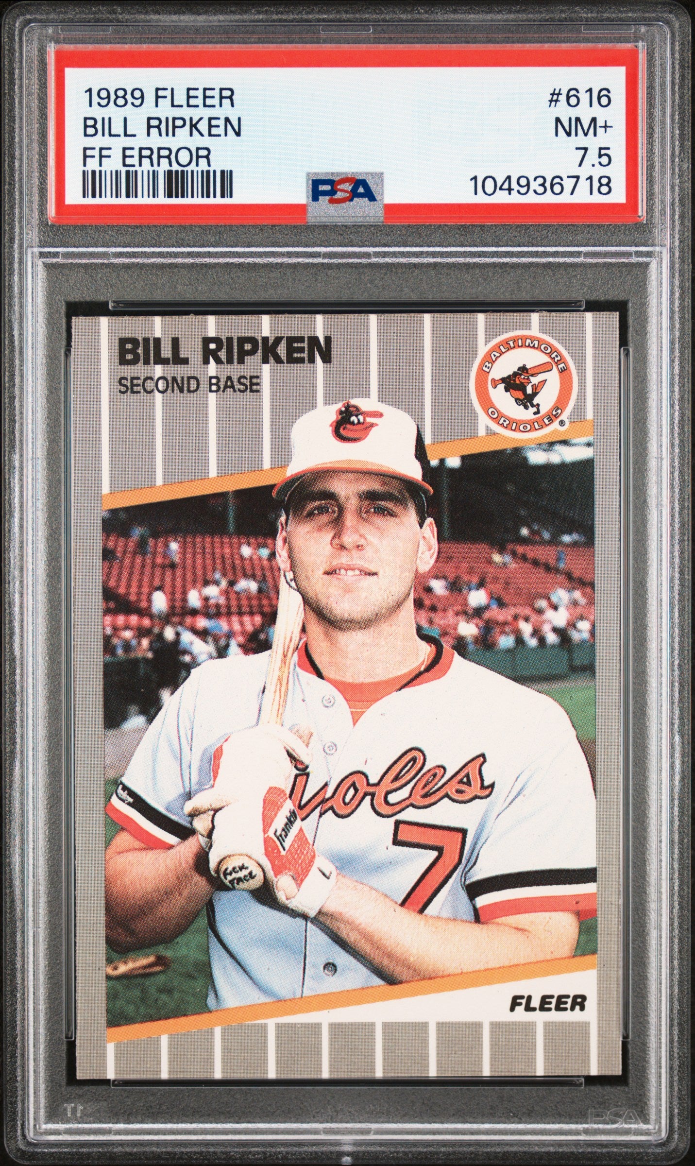 1989 Fleer #616 Bill Ripken FF Error PSA 7.5