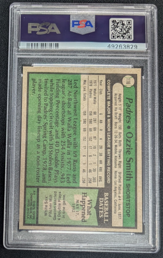 1979 Topps #116 Ozzie Smith Rookie PSA 6