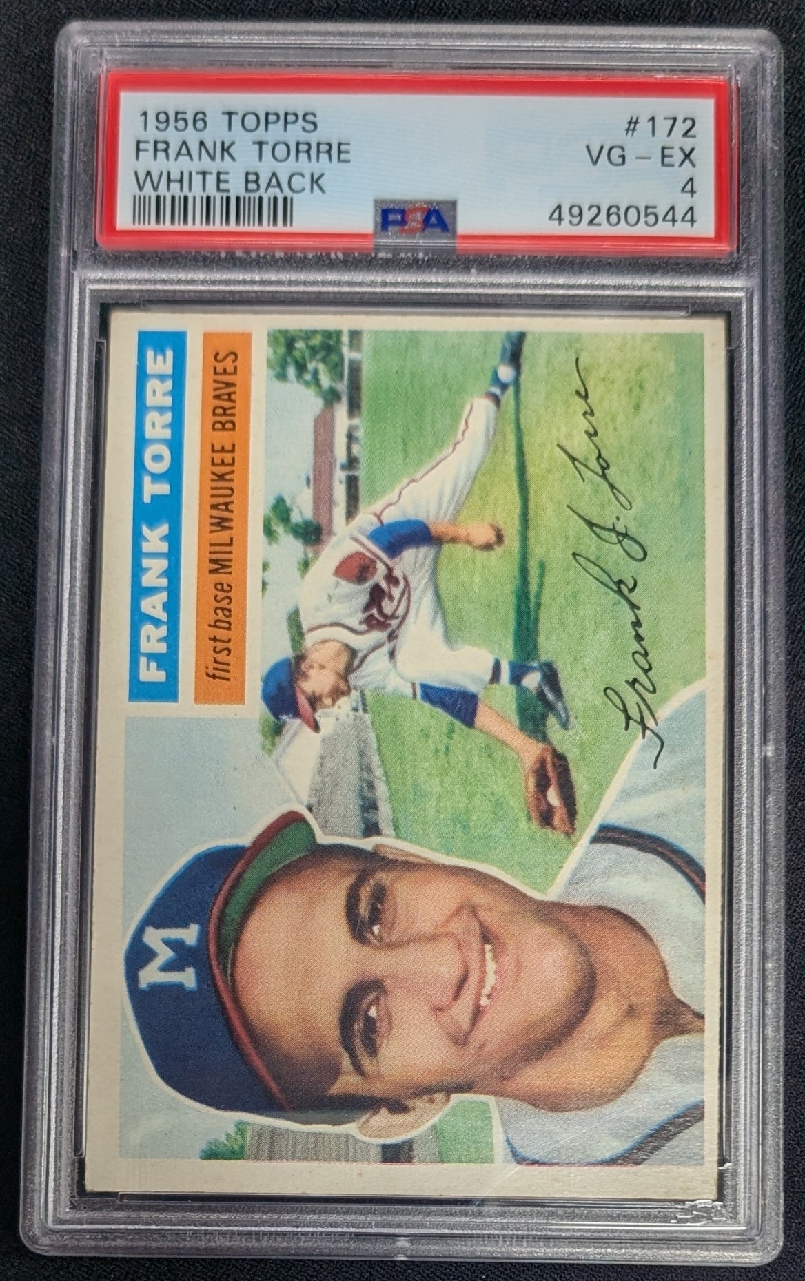 1956 Topps #172 Frank Torre RARE White Back PSA 4