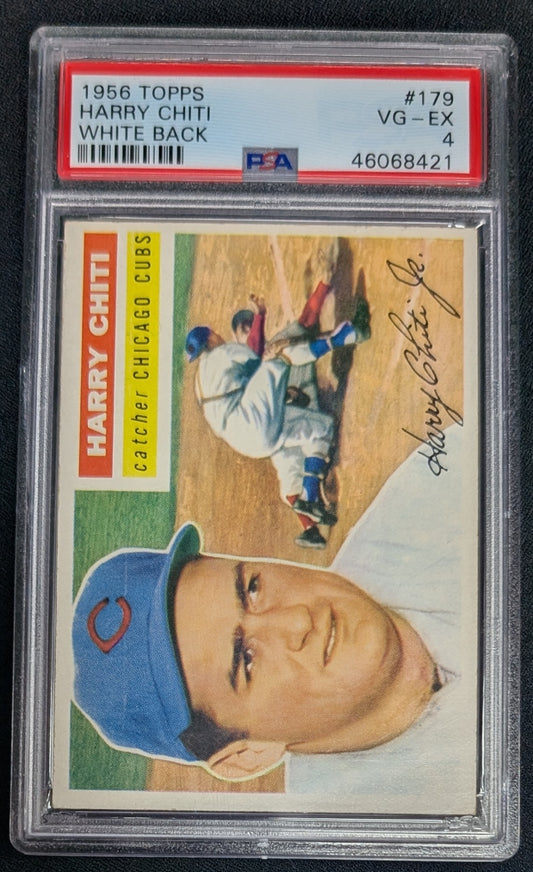 1956 Topps #179 Harry Chiti RARE White Back PSA 4