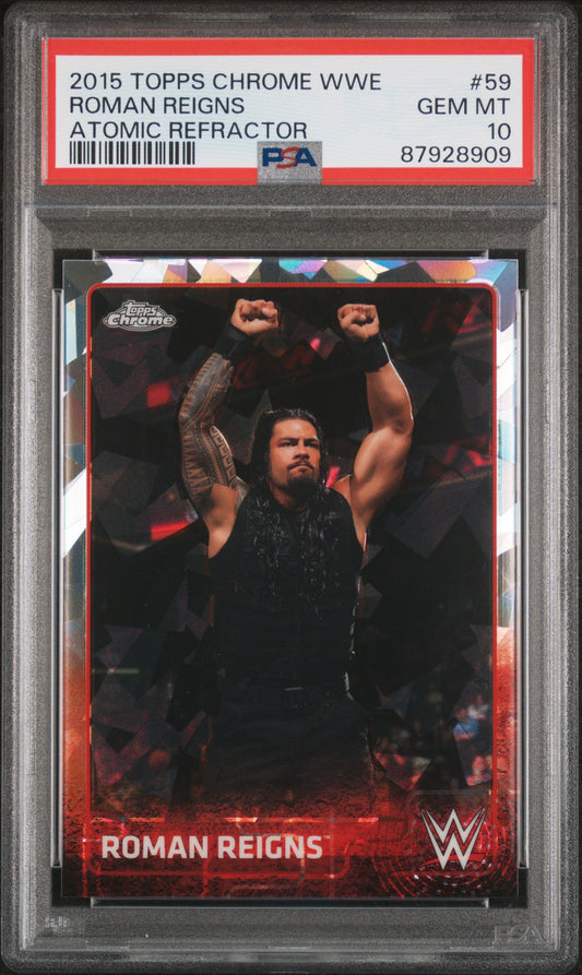 2015 Topps Chrome Wwe #59 Roman Reigns Atomic Refractor PSA 10