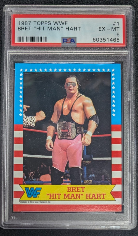 1987 Topps Wwf #1 Bret "Hit Man" Hart Rookie PSA 6