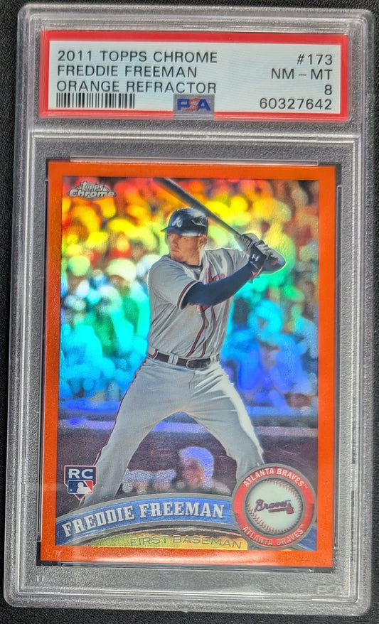 2011 Topps Chrome #173 Freddie Freeman Orange Refractor PSA 8