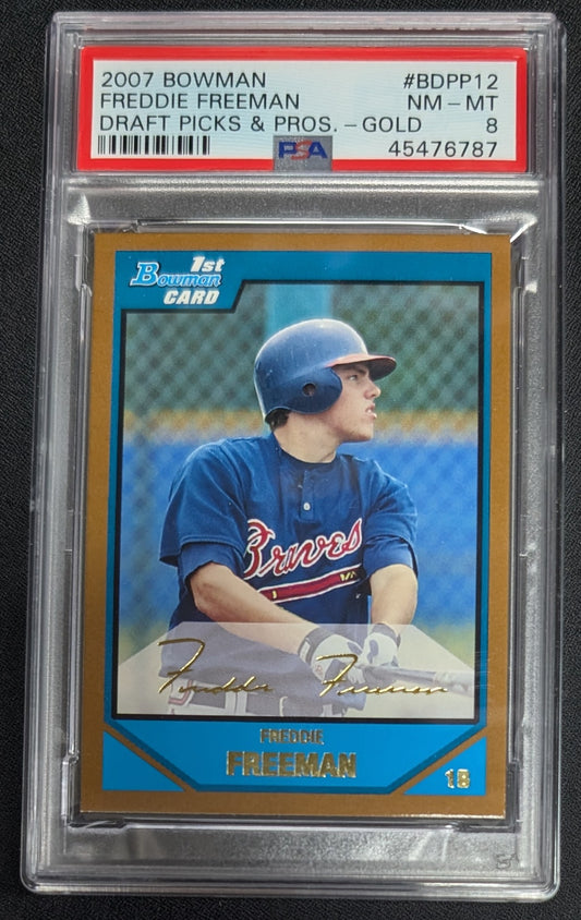 2007 Bowman Draft Picks & Pros #BDPP12 Freddie Freeman Gold PSA 8