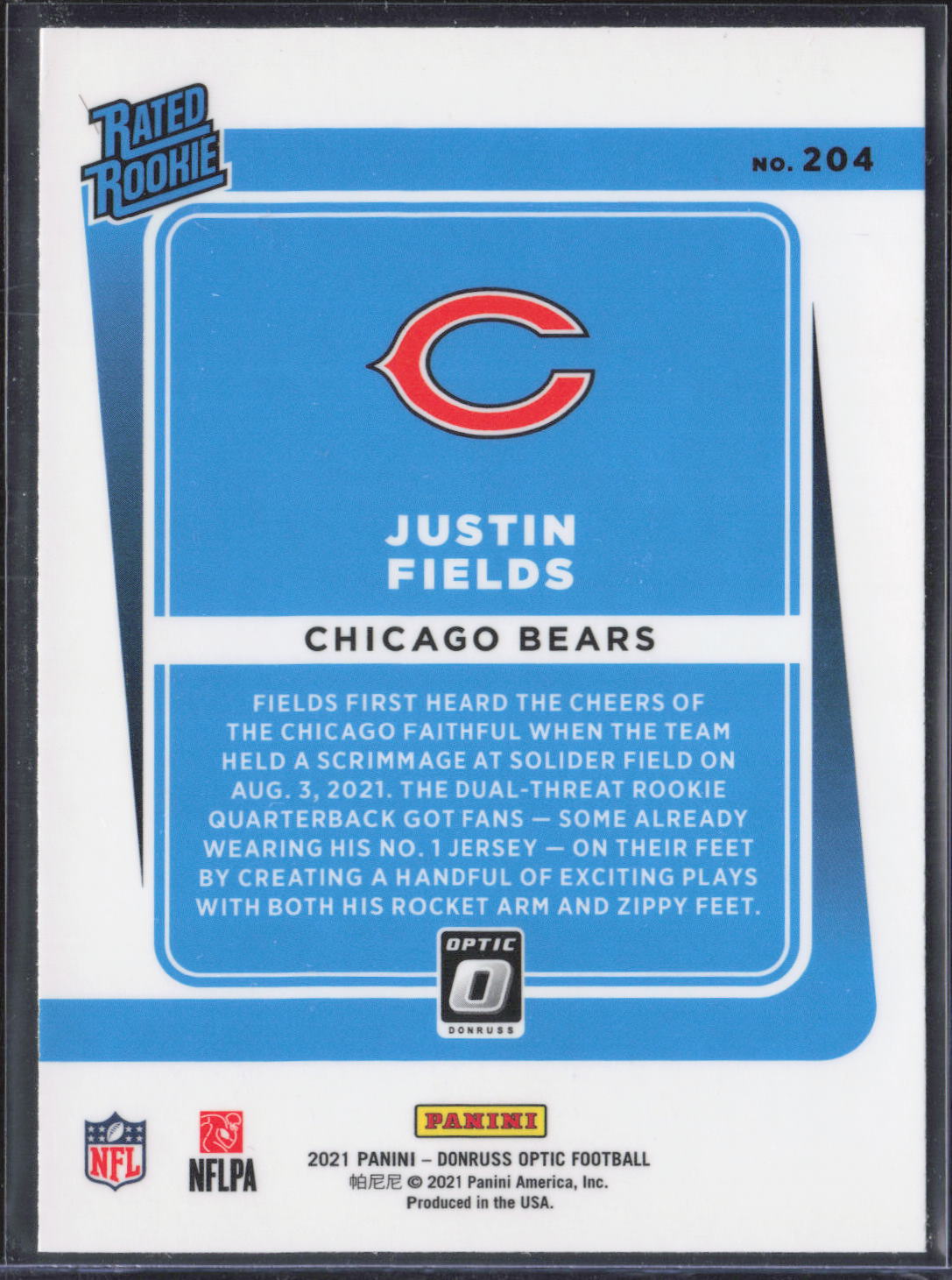 2021 Donruss Optic #204 Justin Fields Rookie