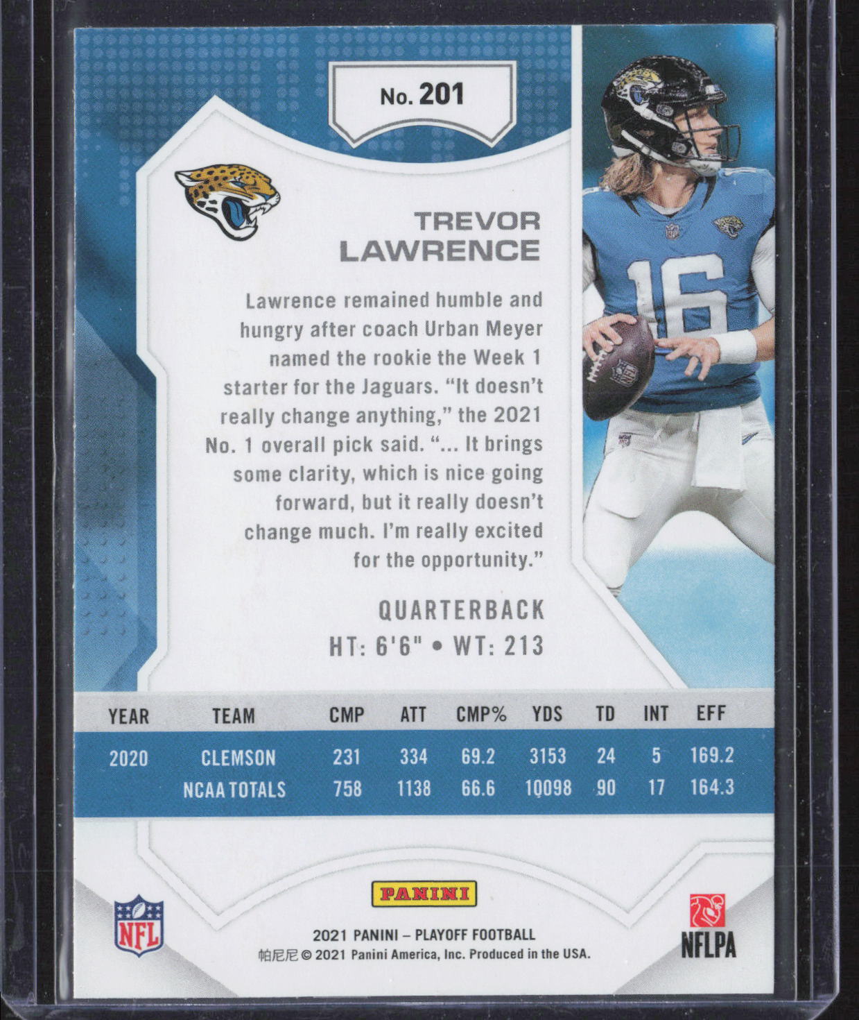 2021 Panini Playoff #201 Trevor Lawrence Rookie