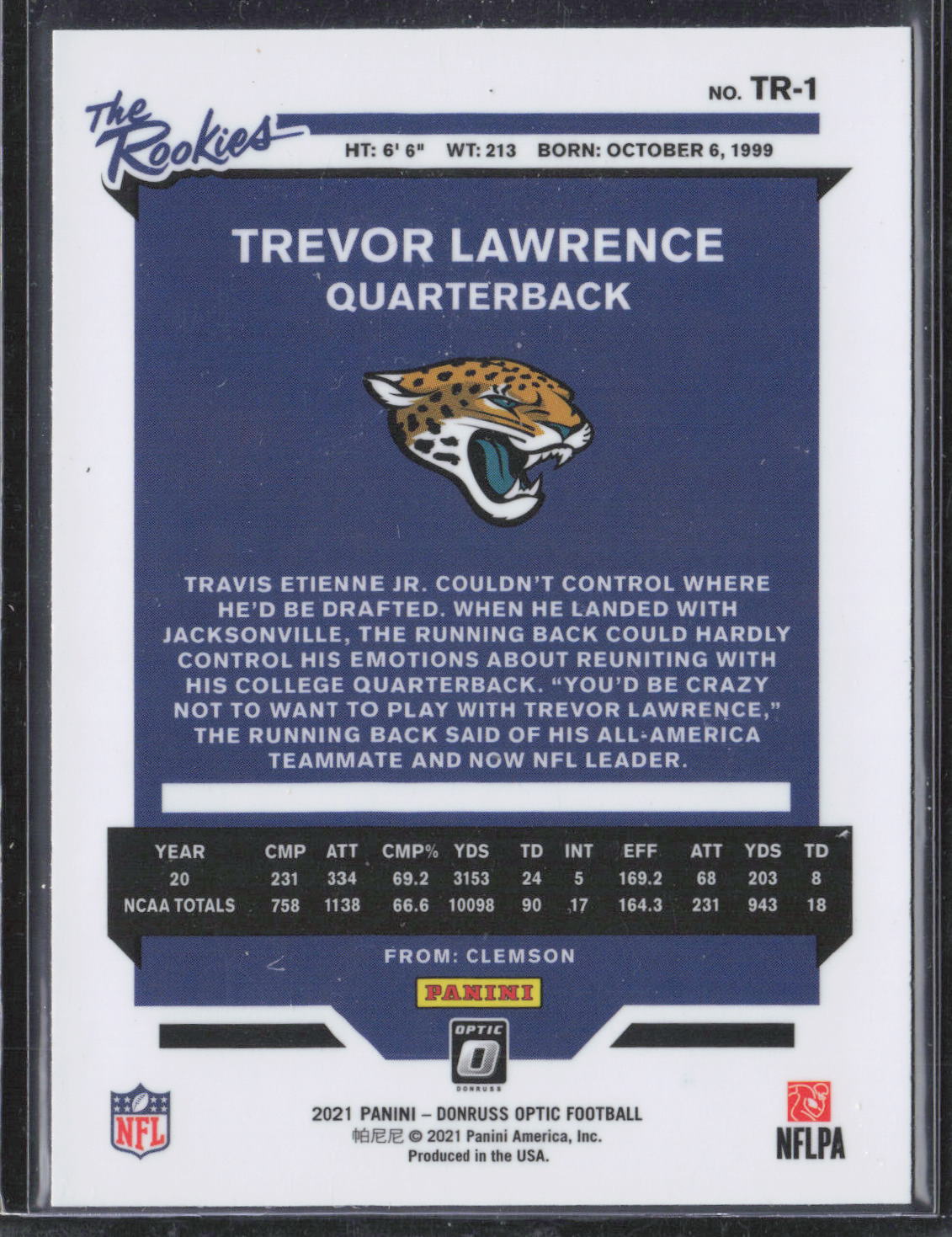 2021 Donruss Optic #TR-1 Trevor Lawrence The Rookies