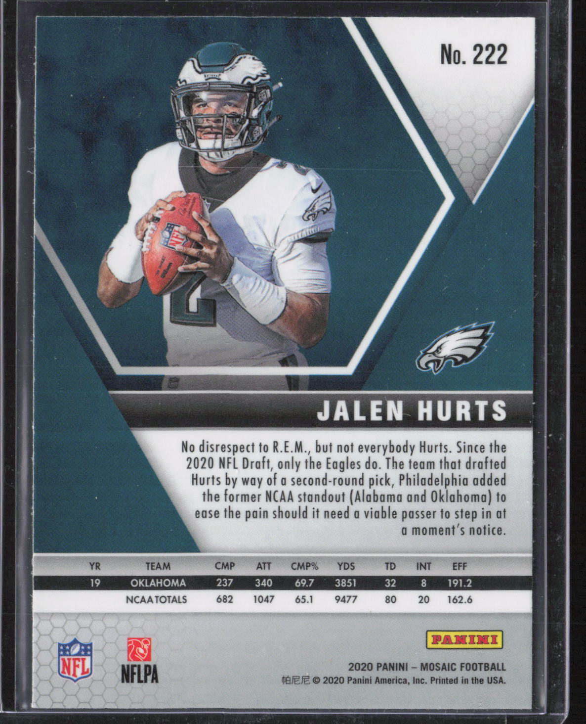 2020 Panini Mosaic #222 Jalen Hurts Rookie