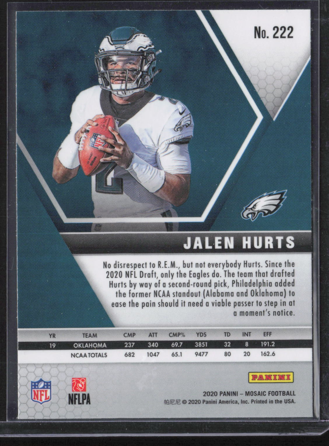 2020 Panini Mosaic #222 Jalen Hurts Rookie