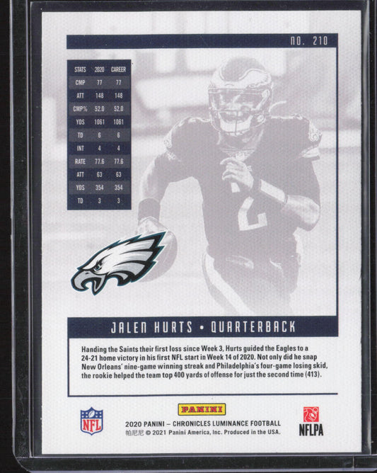 2020 Panini Chronicles #210 Jalen Hurts Luminance Update Rookies