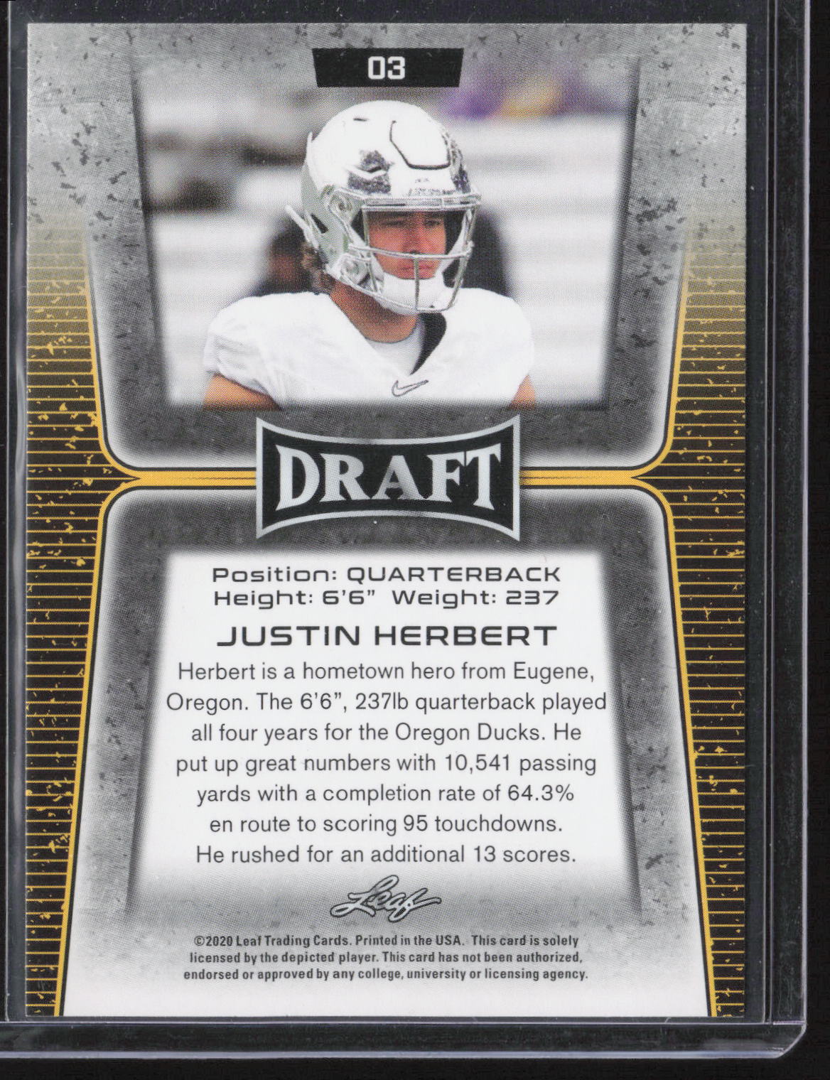2020 Leaf Draft #03 Justin Herbert