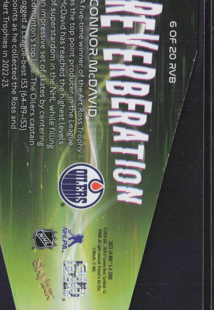 2023-24 SkyBox E-X 2000 #6 OF 20 RVB Connor McDavid Reverberation
