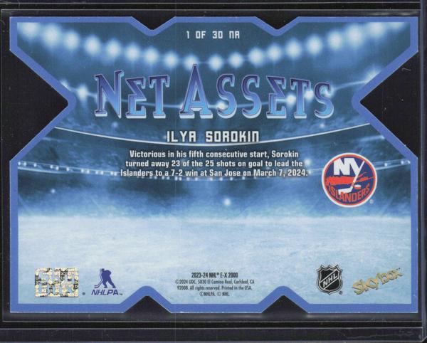 2023-24 SkyBox E-X 2000 #1 OF 30 NA Ilya Sorokin Net Assets