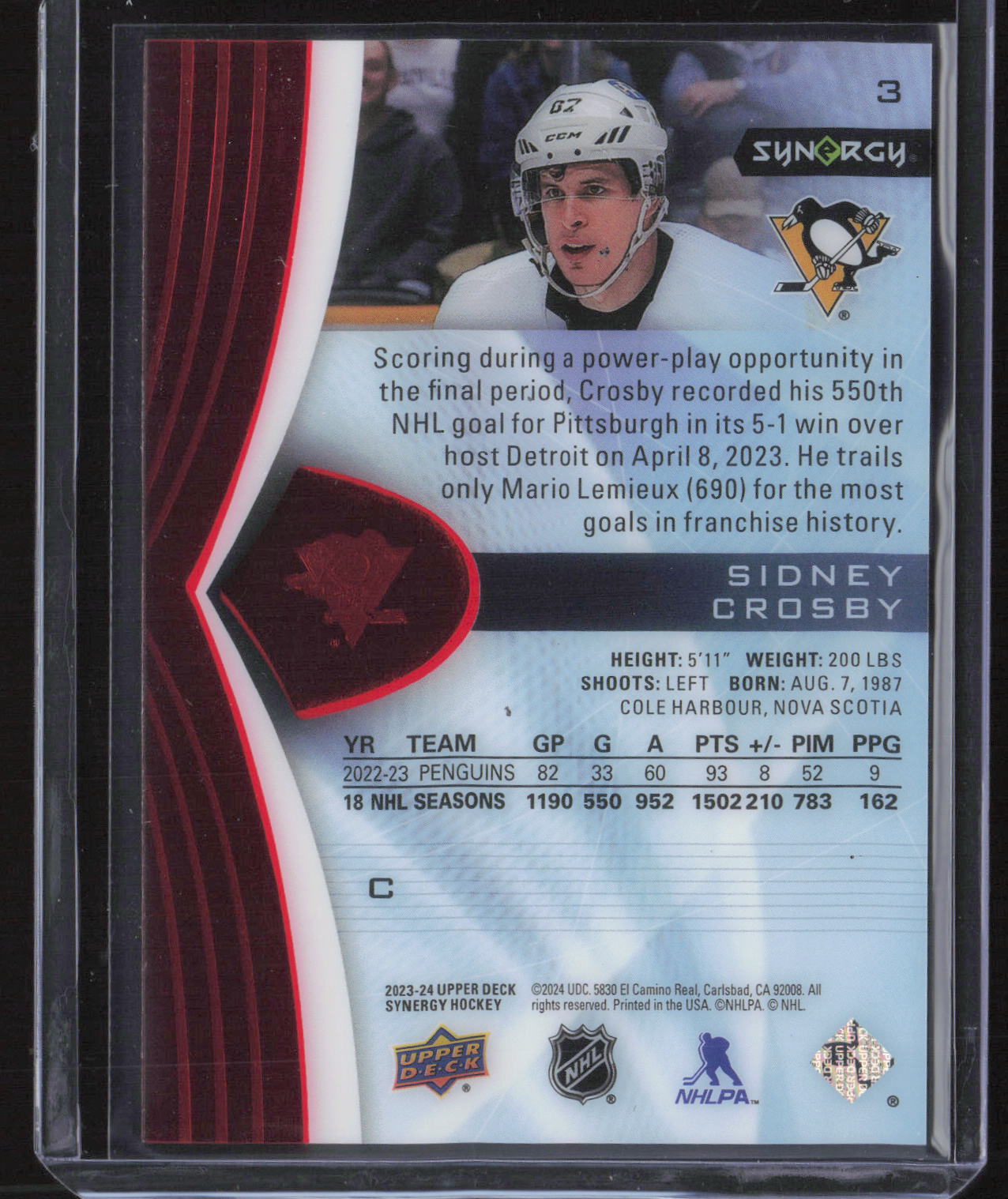 2023-24 Upper Deck Synergy #3 Sidney Crosby Red