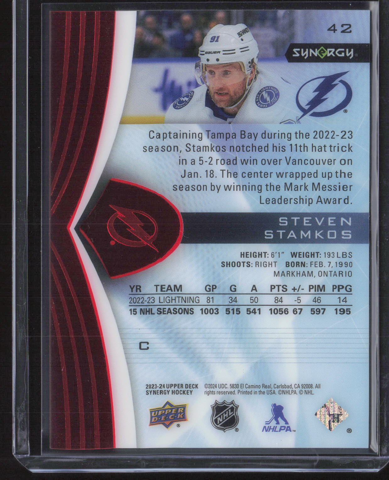 2023-24 Upper Deck Synergy #42 Steven Stamkos Red