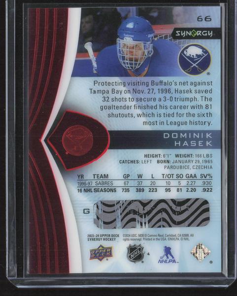 2023-24 Upper Deck Synergy #66 Dominik Hasek Red Codes